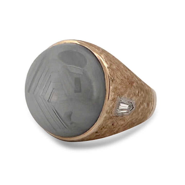 35cts Star Sapphire Cabochon and Diamond Men's Ring in 14k Yellow Gold