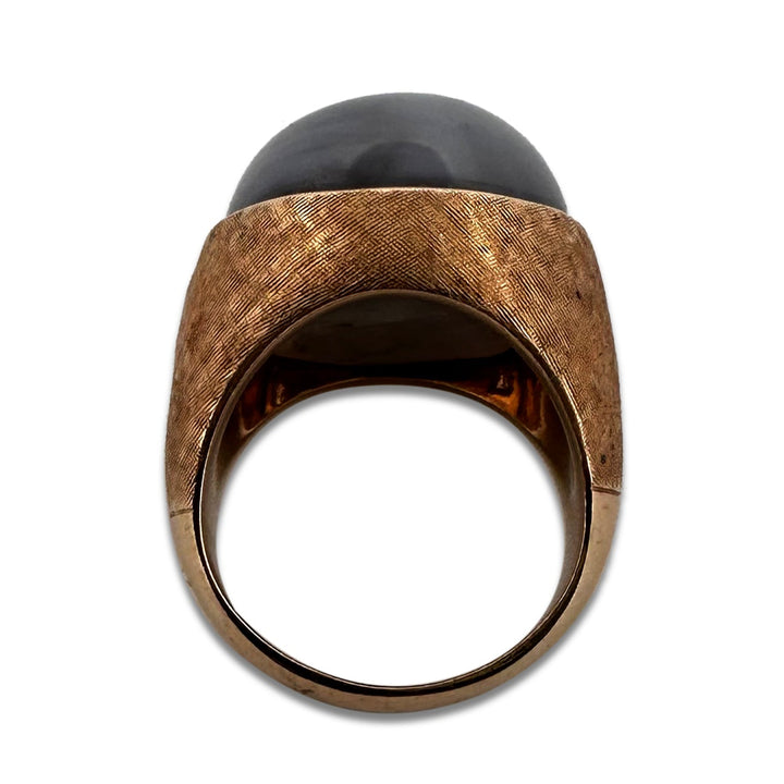 35cts Star Sapphire Cabochon and Diamond Men's Ring in 14k Yellow Gold