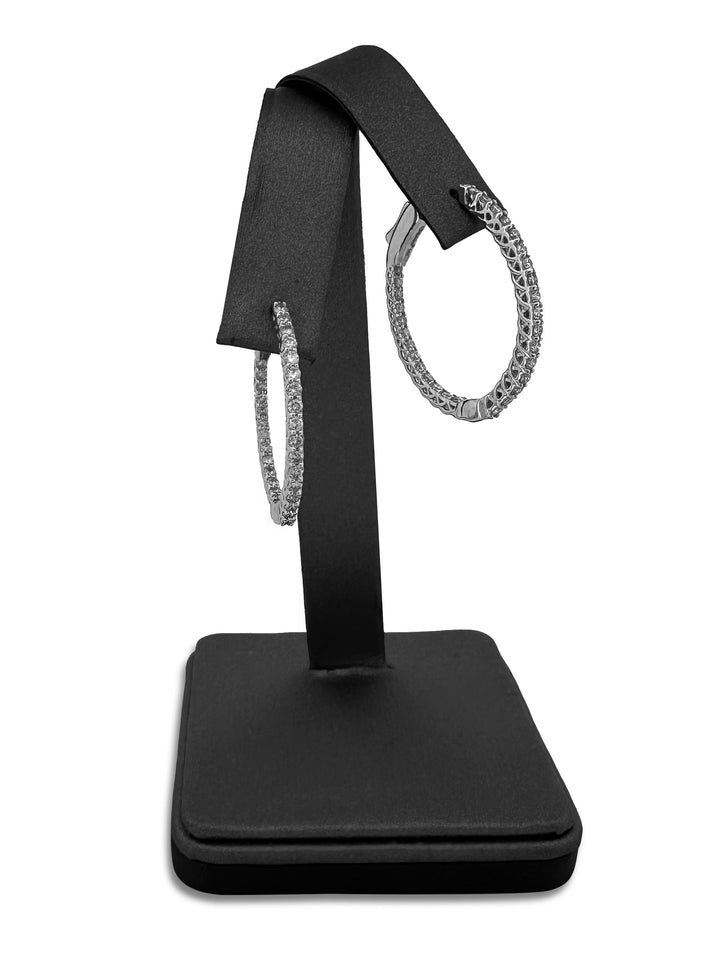 1.47ctw Round Brilliant Natural Diamond Inside-Out Hoop Earrings in 14kt White Gold