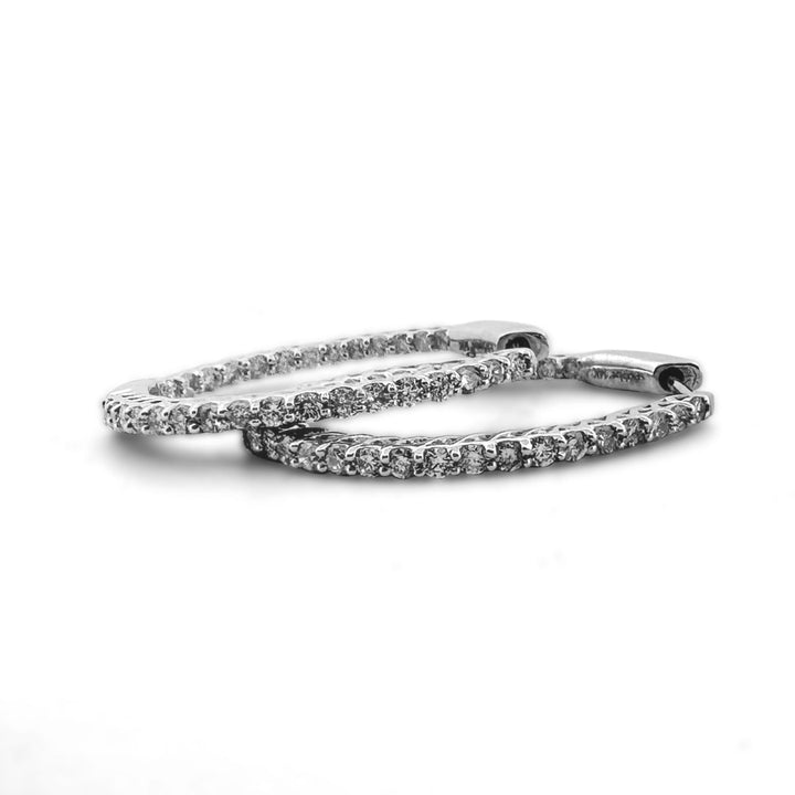 1.47ctw Round Brilliant Natural Diamond Inside-Out Hoop Earrings in 14kt White Gold
