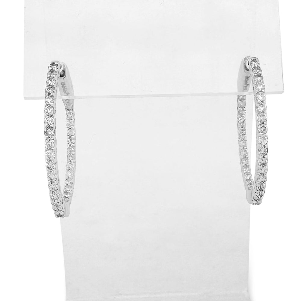 1.47ctw Round Brilliant Natural Diamond Inside-Out Hoop Earrings in 14kt White Gold