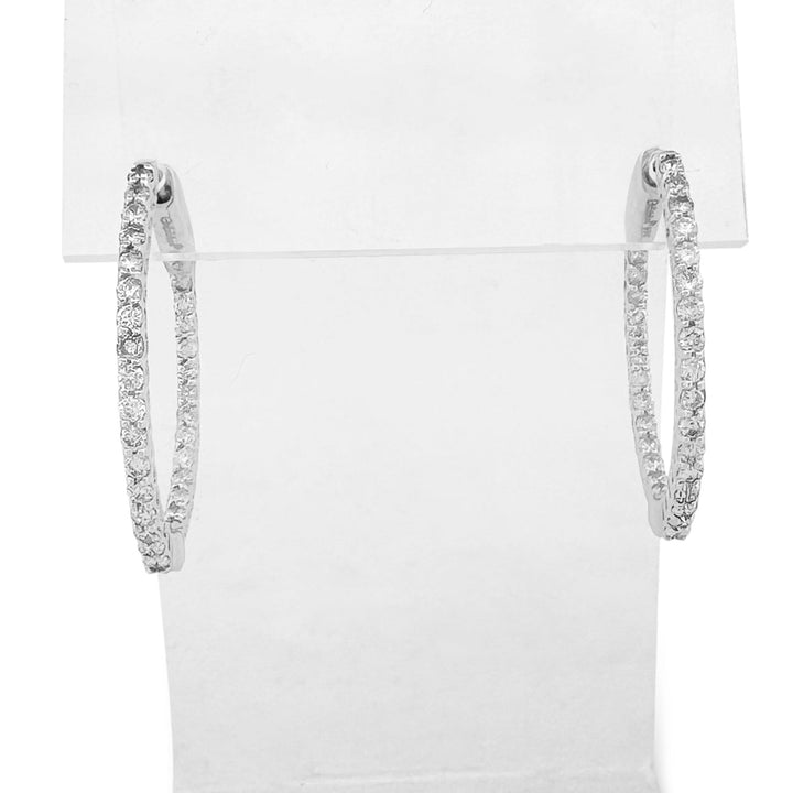 1.47ctw Round Brilliant Natural Diamond Inside-Out Hoop Earrings in 14kt White Gold