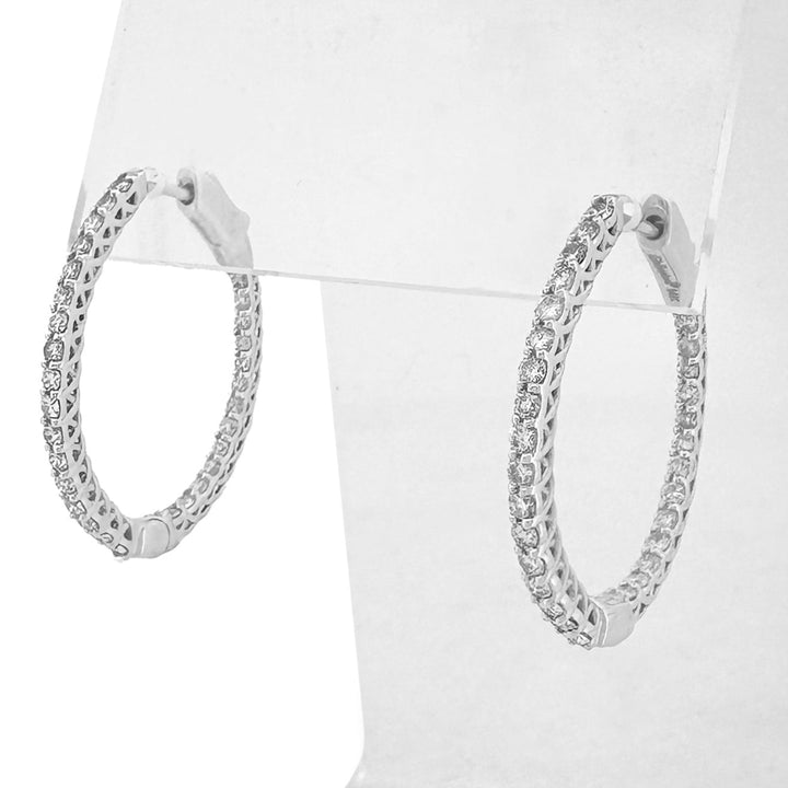1.47ctw Round Brilliant Natural Diamond Inside-Out Hoop Earrings in 14kt White Gold