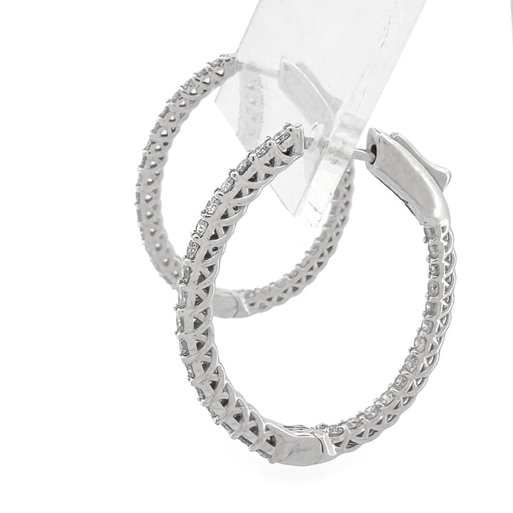 1.47ctw Round Brilliant Natural Diamond Inside-Out Hoop Earrings in 14kt White Gold