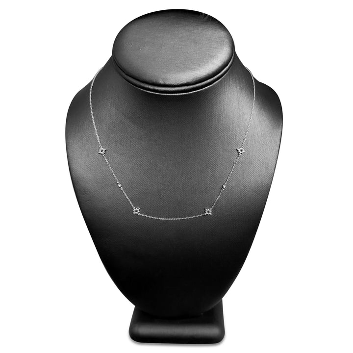 0.12ctw Round Brilliant Lab-Grown Diamond Pavé Stars Necklace in 14k White Gold