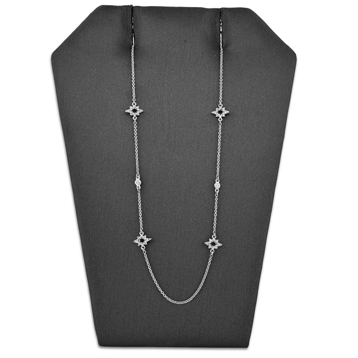 0.12ctw Round Brilliant Lab-Grown Diamond Pavé Stars Necklace in 14k White Gold