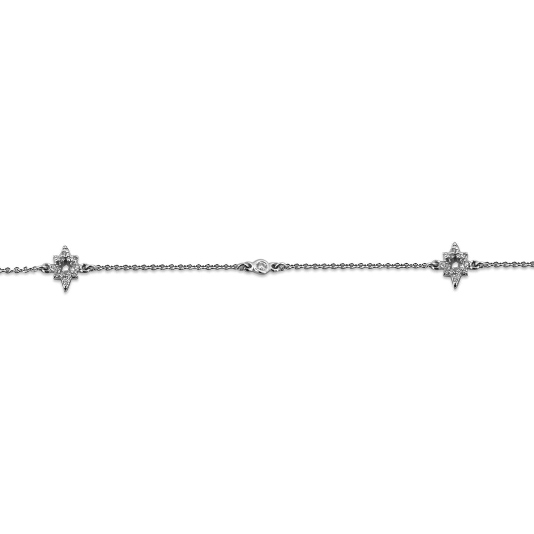 0.12ctw Round Brilliant Lab-Grown Diamond Pavé Stars Necklace in 14k White Gold