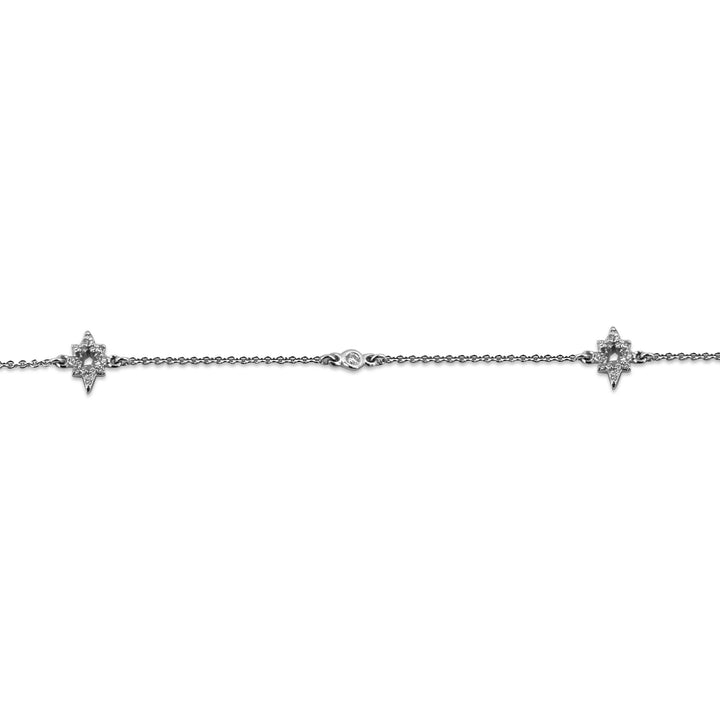0.12ctw Round Brilliant Lab-Grown Diamond Pavé Stars Necklace in 14k White Gold