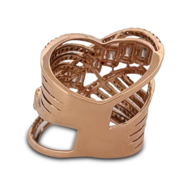2ctw Round & Baguette Natural Diamond Cocktail Ring in 18k Rose Gold