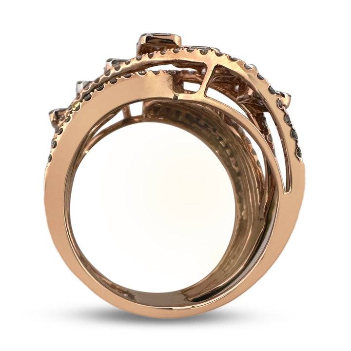 2ctw Round & Baguette Natural Diamond Cocktail Ring in 18k Rose Gold