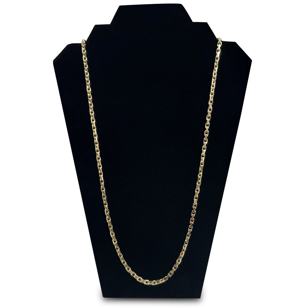 4mm Flat Edge Cable Link Chain Necklace in 14k Yellow Gold