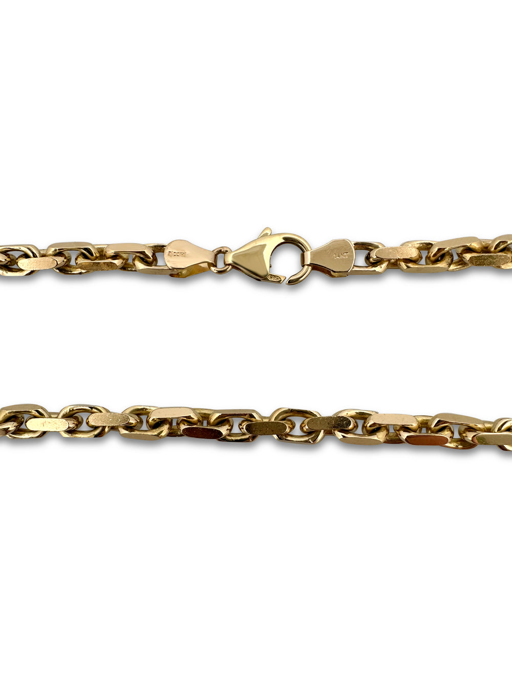 4mm Flat Edge Cable Link Chain Necklace in 14k Yellow Gold