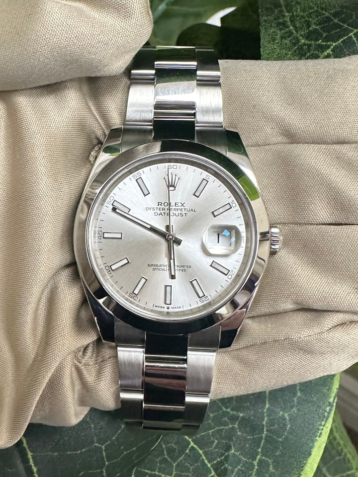 2023 Rolex Datejust 41mm 18k White Gold & Stainless Steel Oyster Bracelet Watch with Box & Papers