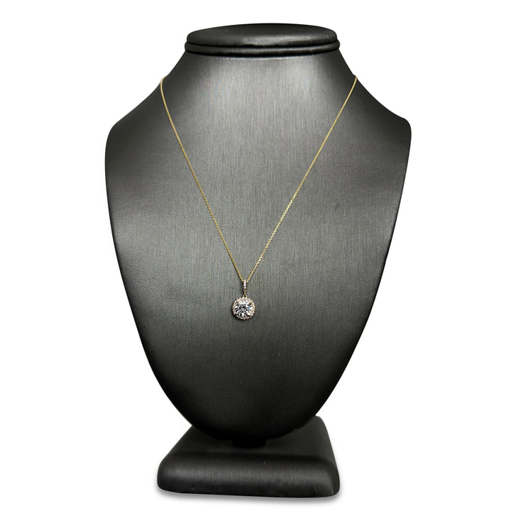 1.74ctw Round Brilliant Lab-Grown Diamond Halo Pendant Necklace in 14k Yellow Gold