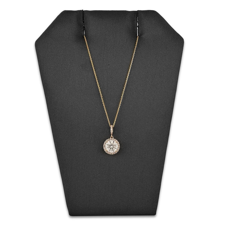 1.74ctw Round Brilliant Lab-Grown Diamond Halo Pendant Necklace in 14k Yellow Gold