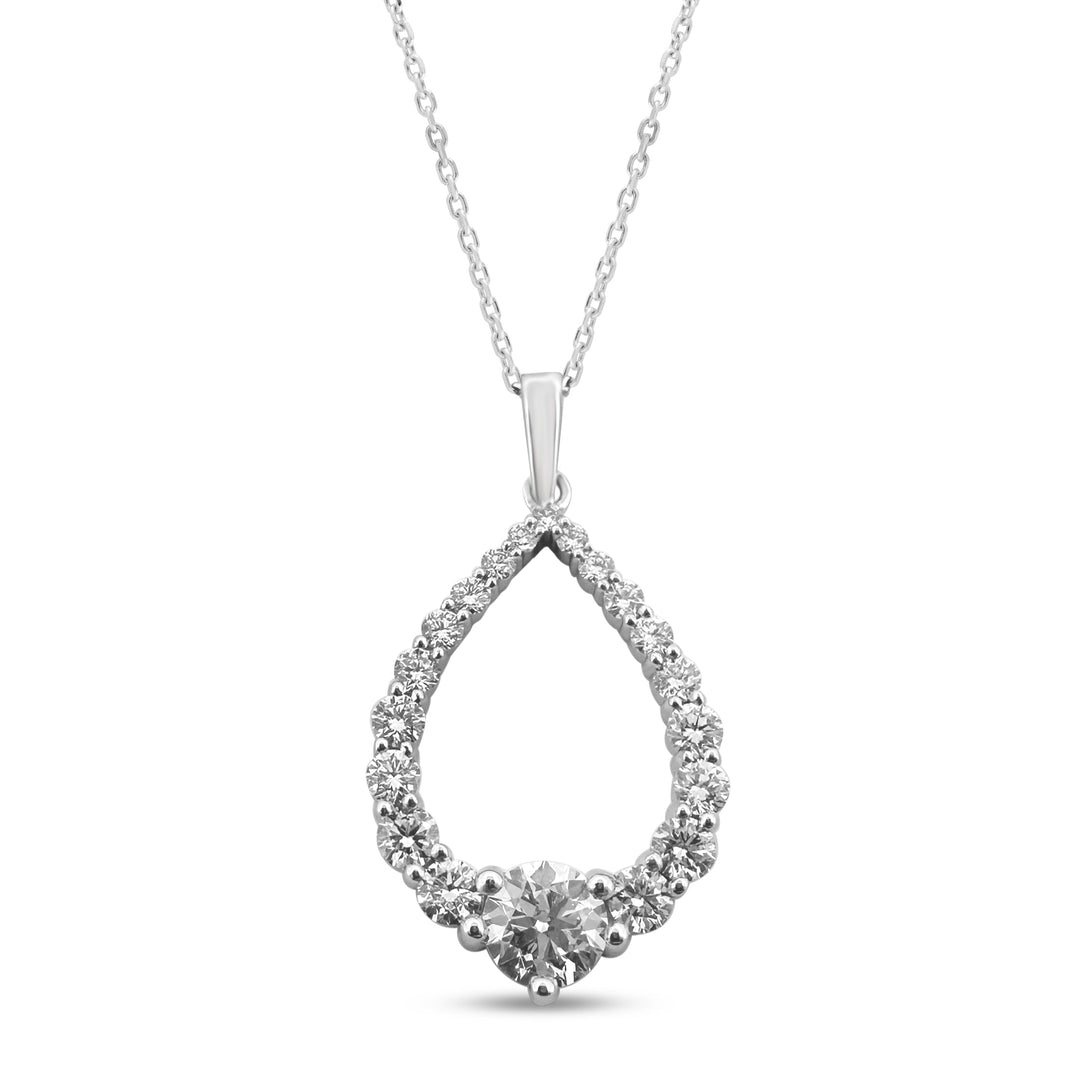 1.28ctw Round Brilliant Lab-Grown Diamond Teardrop Pendant Necklace in 14k White Gold