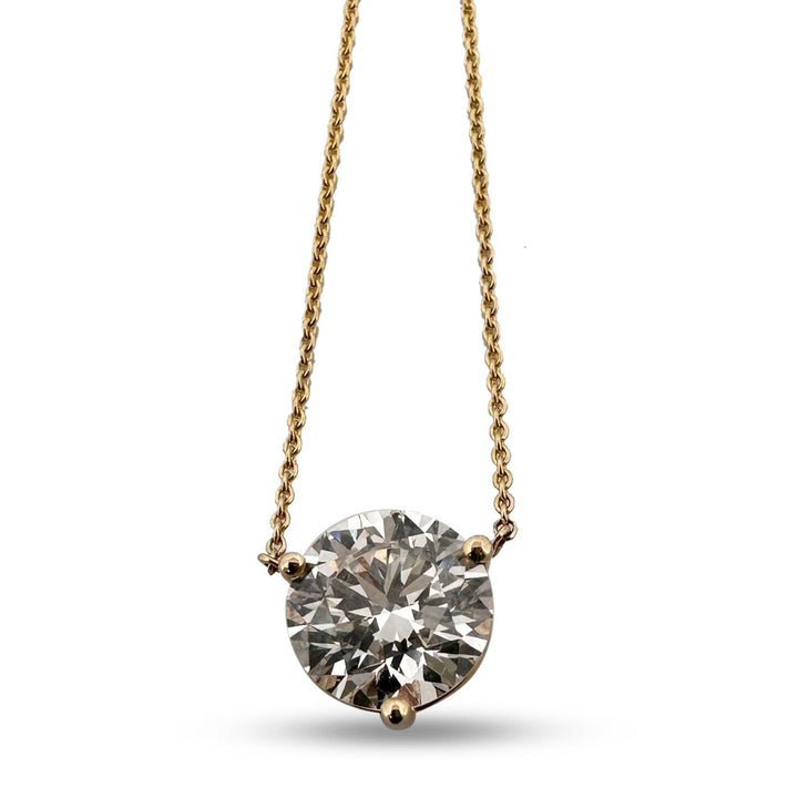 2.04cts Round Brilliant Lab-Grown Floating Diamond Solitaire Pendant Necklace in 14k Yellow Gold