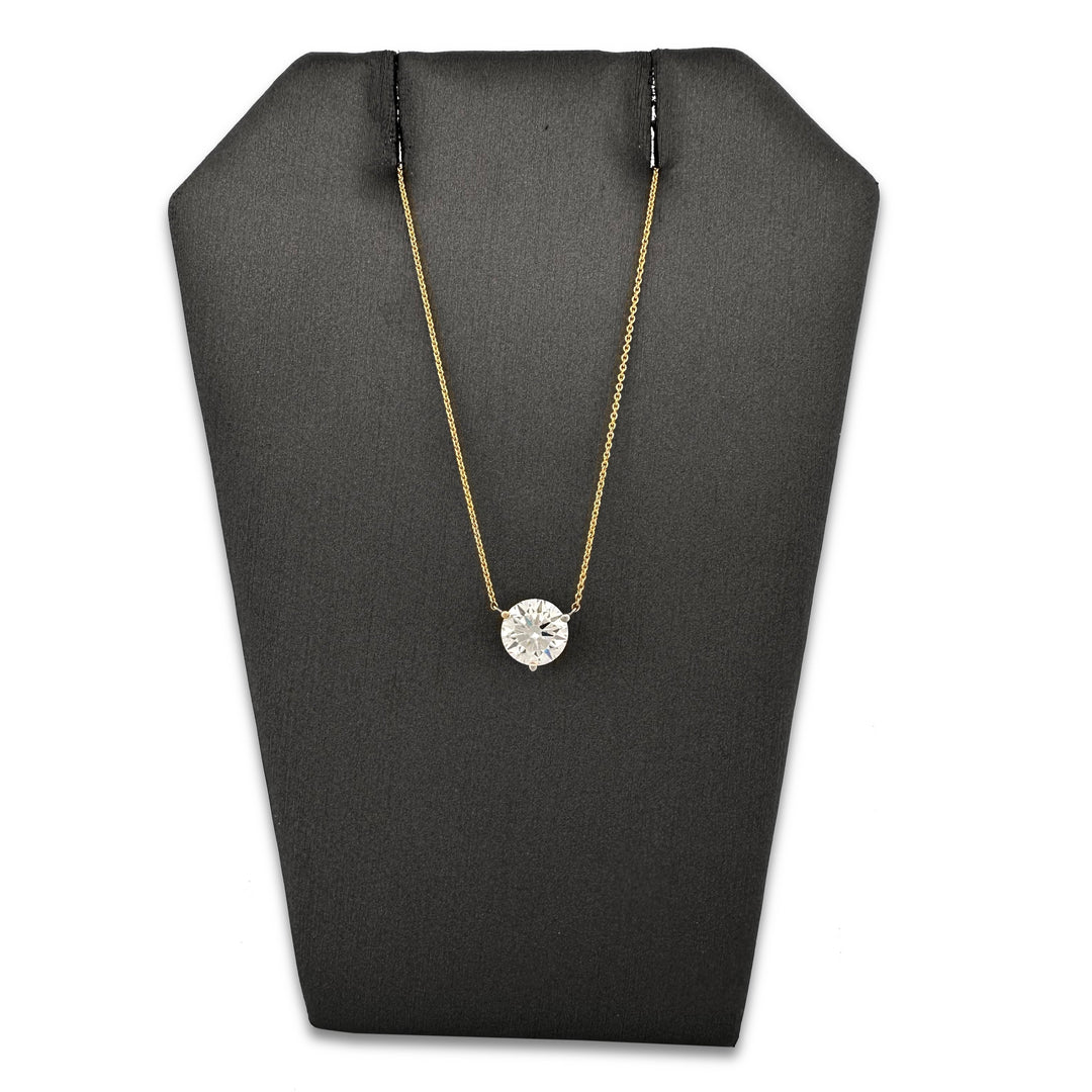 2.04cts Round Brilliant Lab-Grown Floating Diamond Solitaire Pendant Necklace in 14k Yellow Gold