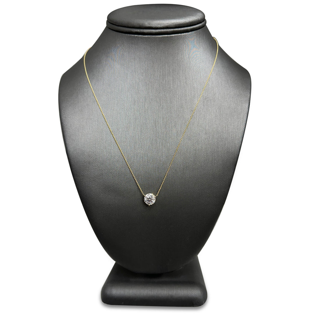 2.04cts Round Brilliant Lab-Grown Floating Diamond Solitaire Pendant Necklace in 14k Yellow Gold