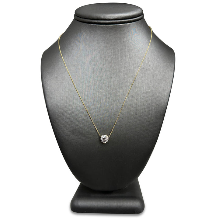 2.04cts Round Brilliant Lab-Grown Floating Diamond Solitaire Pendant Necklace in 14k Yellow Gold