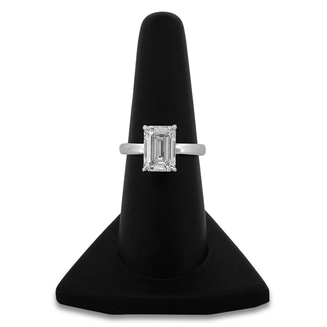 IGI Graded 3.06cts Emerald Cut Hidden Halo Lab-Grown Diamond Engagement Ring 14k White Gold