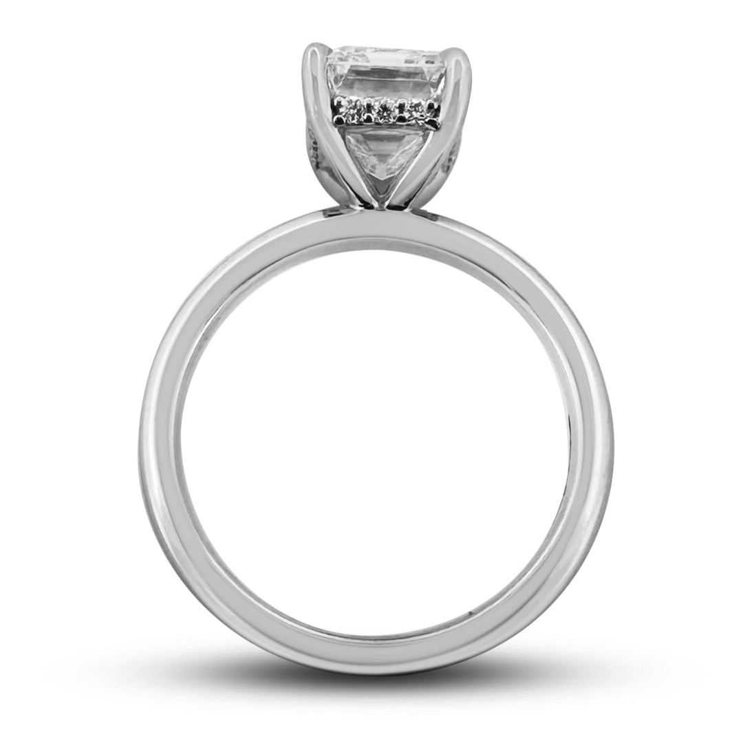 IGI Graded 3.06cts Emerald Cut Hidden Halo Lab-Grown Diamond Engagement Ring 14k White Gold