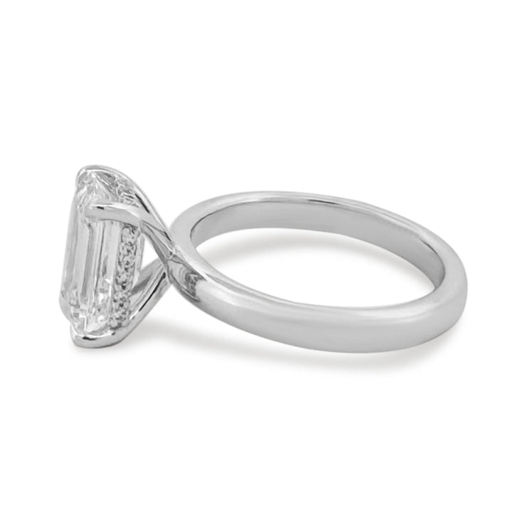 IGI Graded 3.06cts Emerald Cut Hidden Halo Lab-Grown Diamond Engagement Ring 14k White Gold
