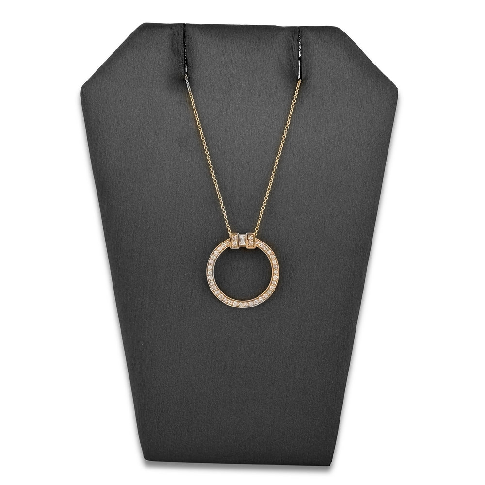 0.50ctw Round Brilliant & Emerald Cut Natural Diamond Circle Pendant in 14k Yellow Gold
