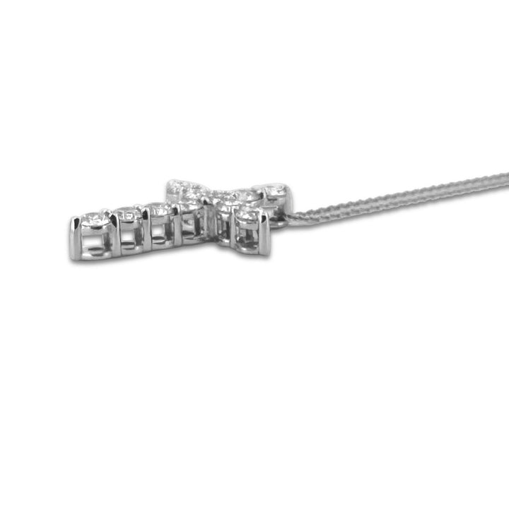 1.10ctw Round Brilliant Cut Lab-Grown Diamond Cross Pendant Necklace in 14k White Gold