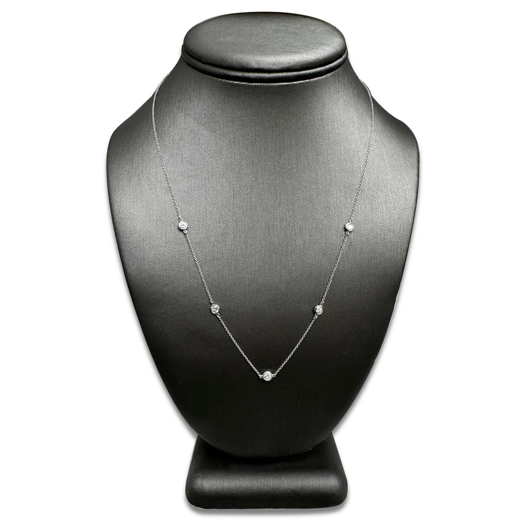 0.50ctw Round Brilliant Natural Diamonds by the Yard Station Necklace in 14k White Gold
