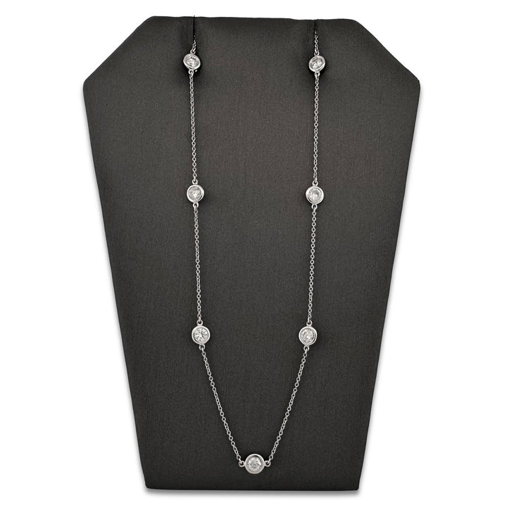 0.98ctw Round Brilliant Natural Diamonds by the Yard Station Necklace in 14k White Gold