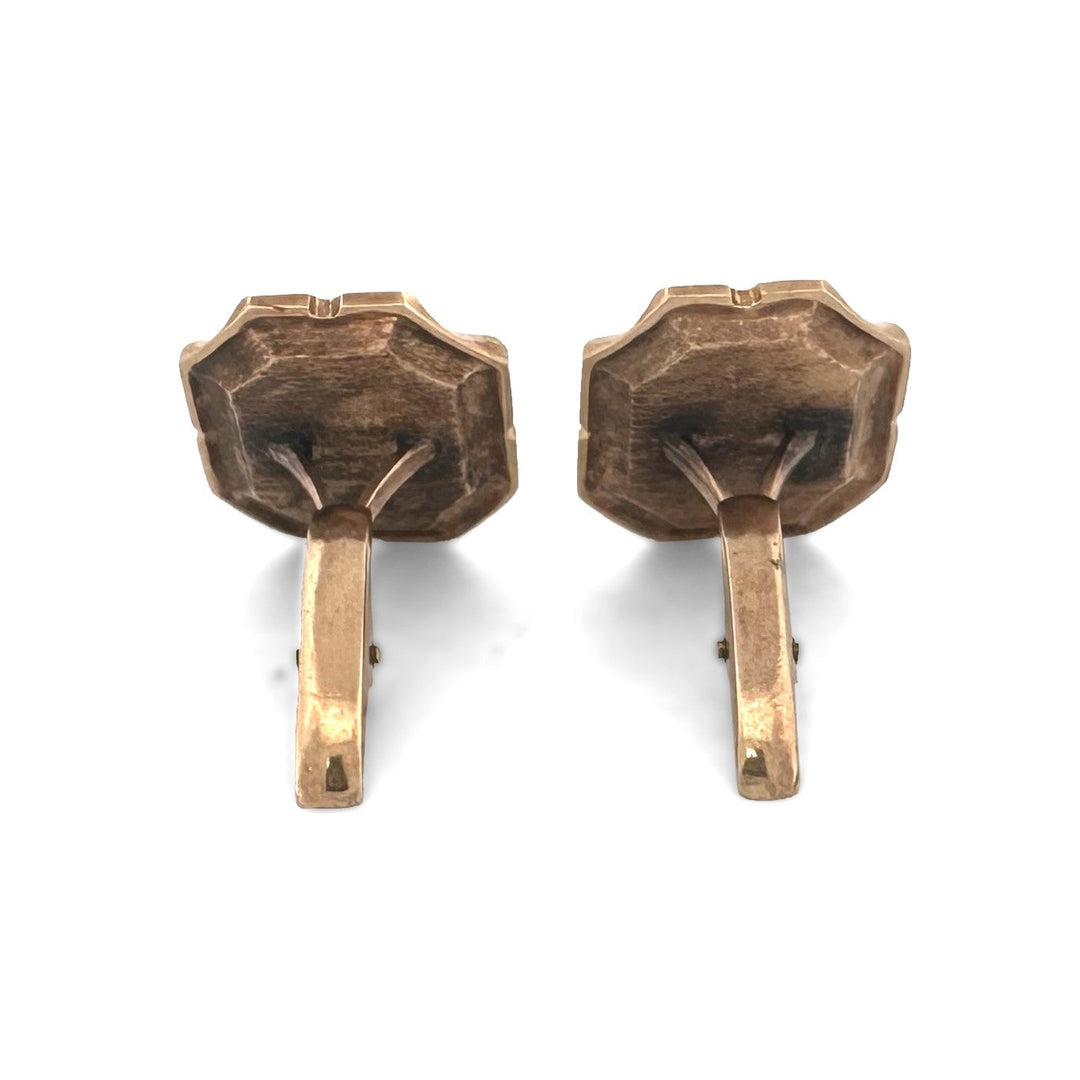 Vintage Oval Lapis Lazuli Textured Cufflinks in 14k Yellow Gold