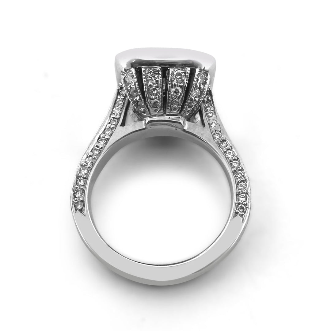 EGL Graded 3.89ctw Princess & Round Brilliant Natural Diamond Halo Engagement Ring in 14k White Gold