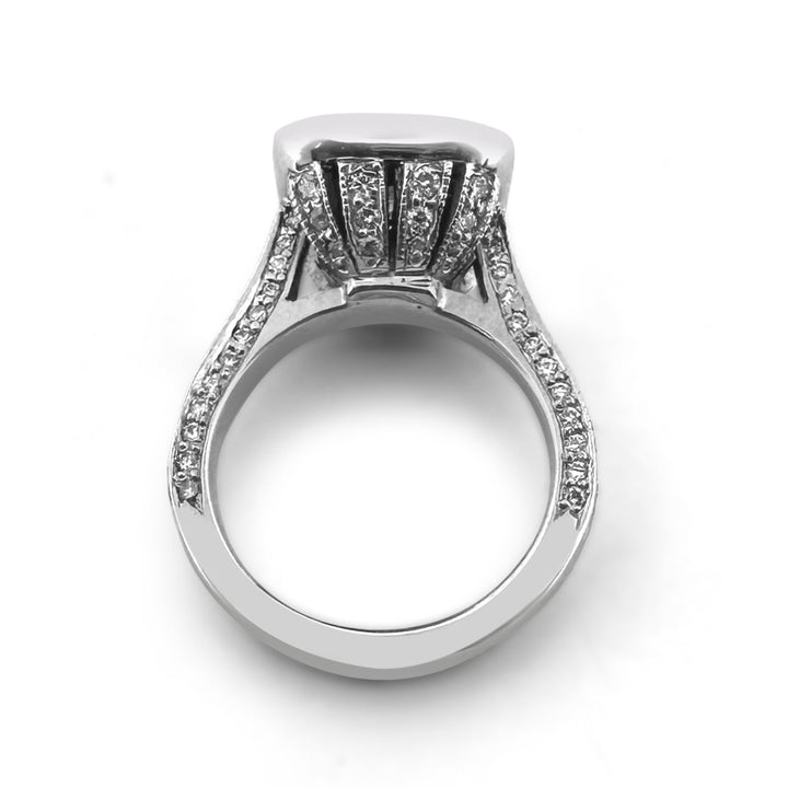 EGL Graded 3.89ctw Princess & Round Brilliant Natural Diamond Halo Engagement Ring in 14k White Gold