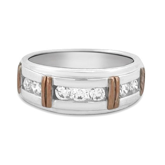 0.50ctw Round Brilliant Natural Diamond Band in 10k Two-tone Gold