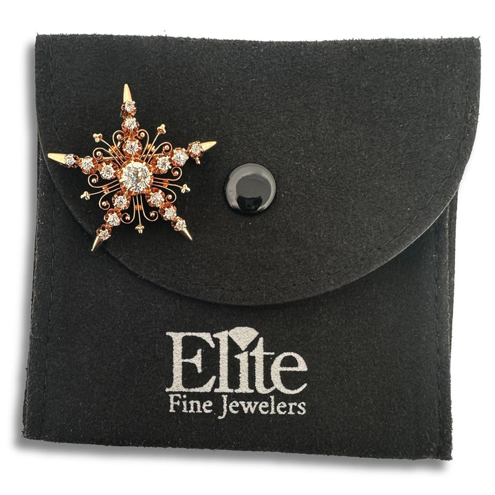 Victorian 0.80ctw Old European & Old Mine Cut Diamond Star Pin/Pendant in 14k Rose Gold