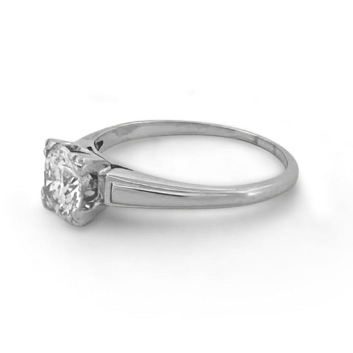 Vintage 0.95ct Old European Cut Natural Diamond Solitaire Engagement Ring in 18k White Gold