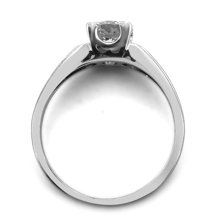 Vintage 0.95ct Old European Cut Natural Diamond Solitaire Engagement Ring in 18k White Gold