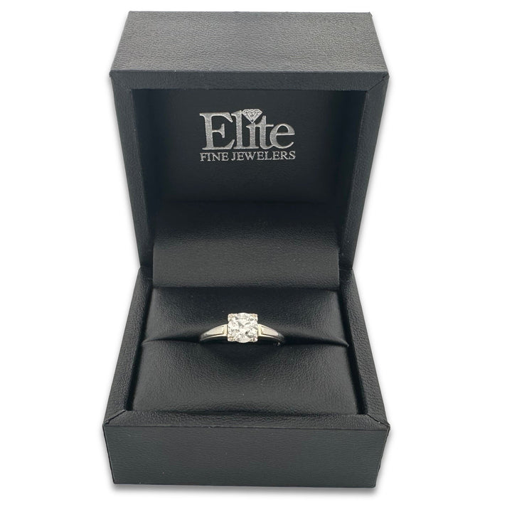 Vintage 0.95ct Old European Cut Natural Diamond Solitaire Engagement Ring in 18k White Gold