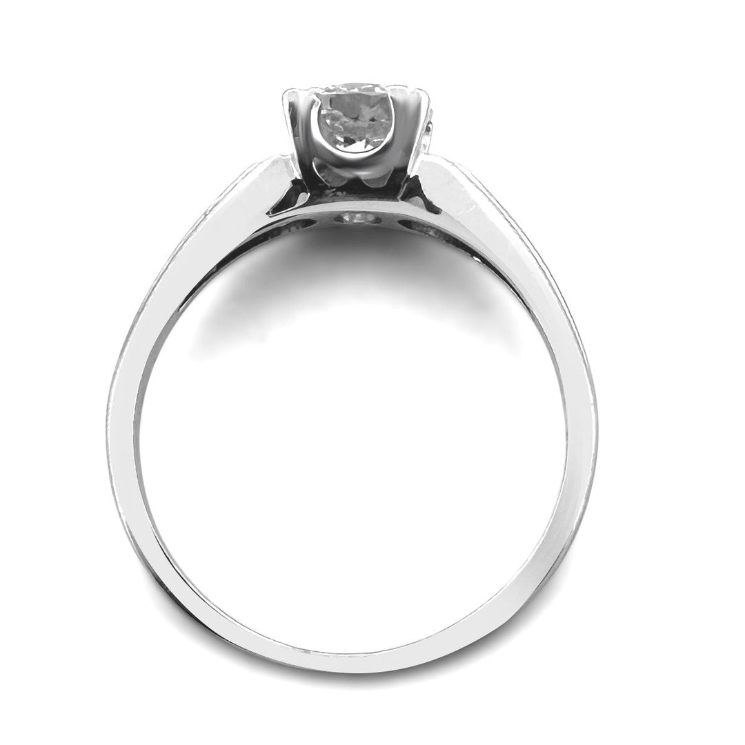 Vintage 0.95ct Old European Cut Natural Diamond Solitaire Engagement Ring in 18k White Gold