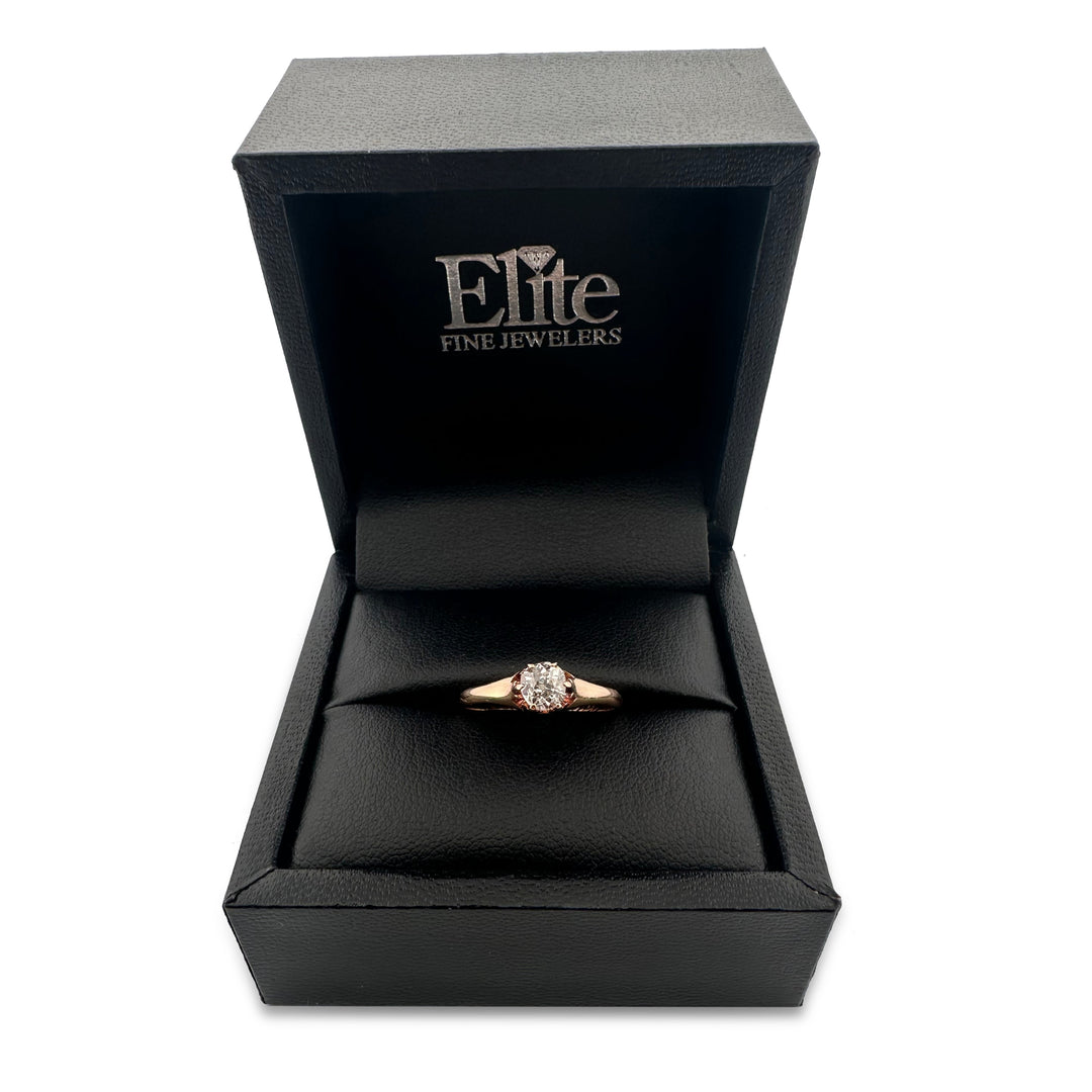 Victorian 0.50ct Old Mine Cut Natural Diamond Solitaire Engagement Ring in 18k Rose Gold