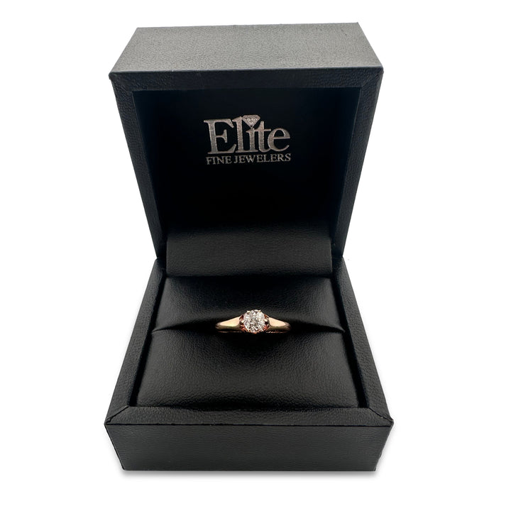 Victorian 0.50ct Old Mine Cut Natural Diamond Solitaire Engagement Ring in 18k Rose Gold