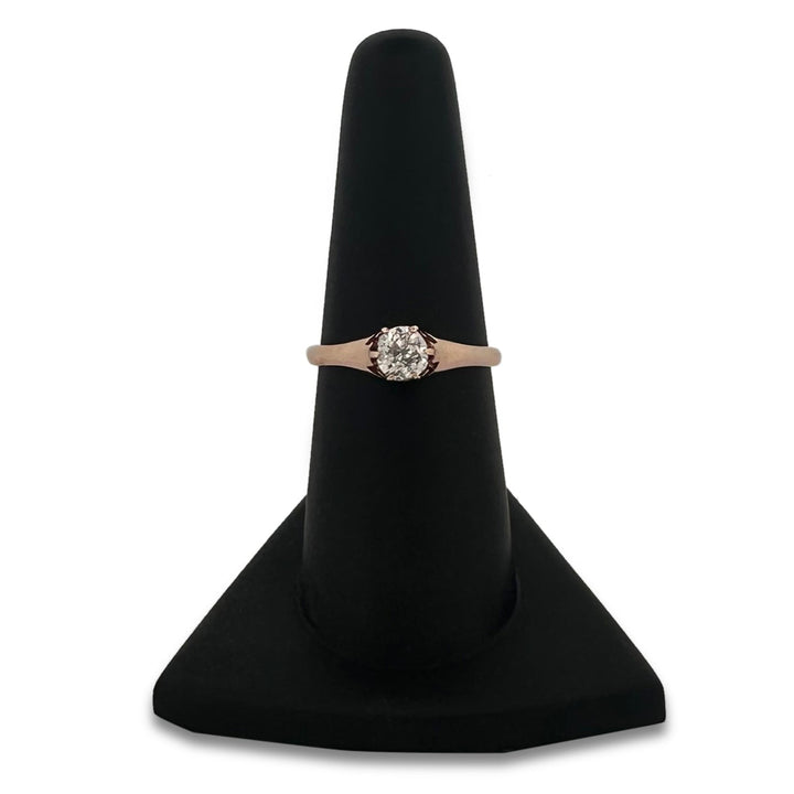 Victorian 0.50ct Old Mine Cut Natural Diamond Solitaire Engagement Ring in 18k Rose Gold