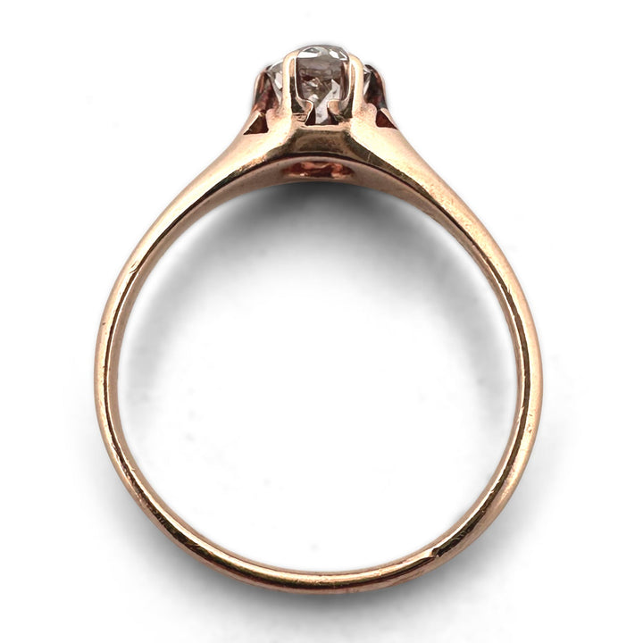 Victorian 0.50ct Old Mine Cut Natural Diamond Solitaire Engagement Ring in 18k Rose Gold