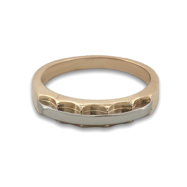 Men's Two-tone Scalloped Wedding Band in 14k and 18K Yellow and White Gold