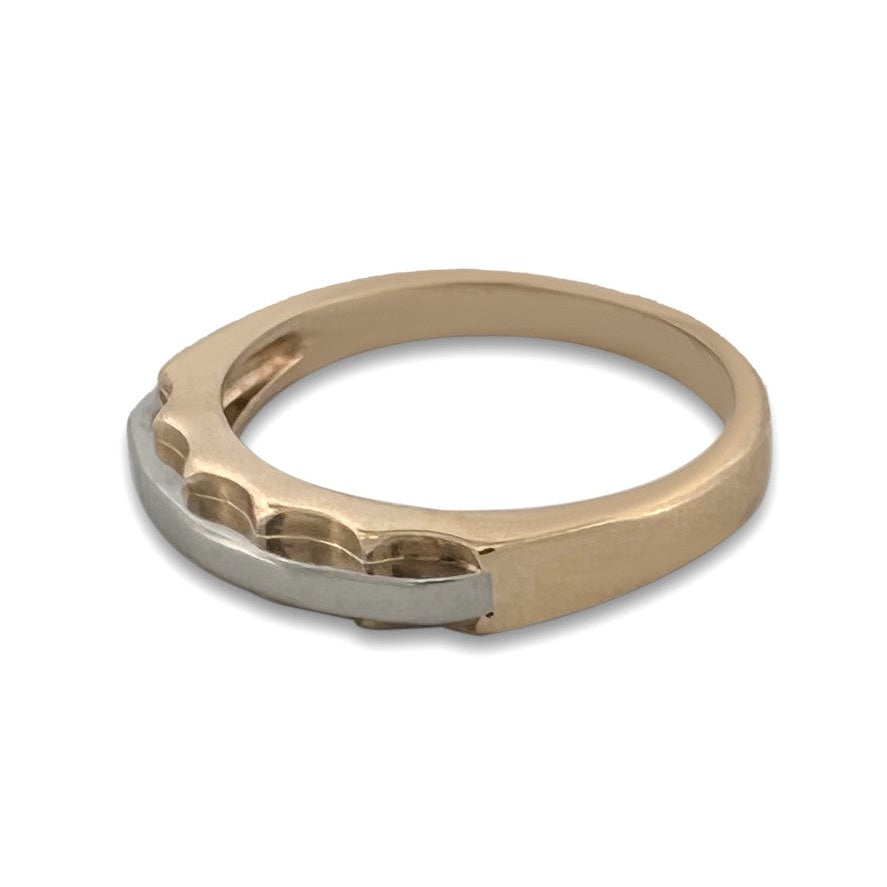 Men's Two-tone Scalloped Wedding Band in 14k and 18K Yellow and White Gold