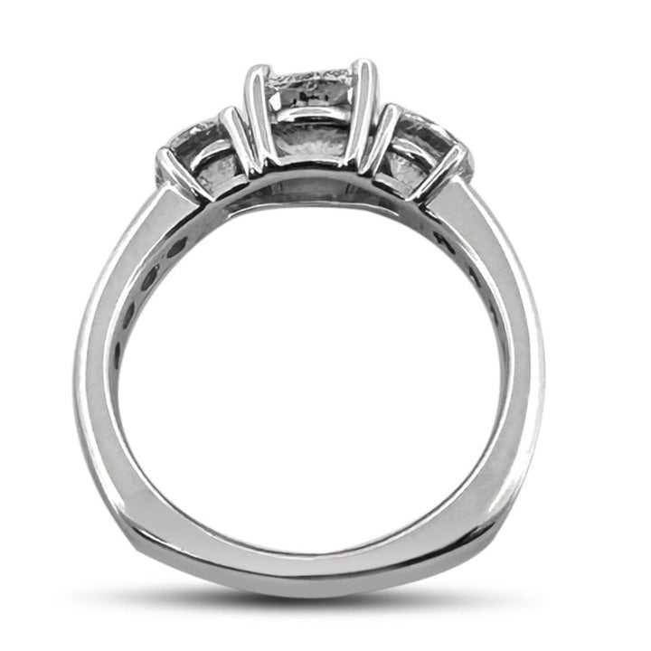 2.28ctw Cushion Cut & Round Brilliant Natural Diamond Engagement Ring in 14k White Gold