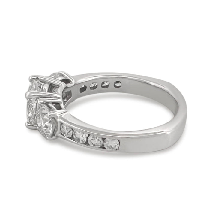 2.28ctw Cushion Cut & Round Brilliant Natural Diamond Engagement Ring in 14k White Gold