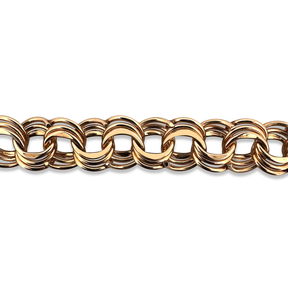 Triple Link Charm Bracelet in 14k Yellow Gold