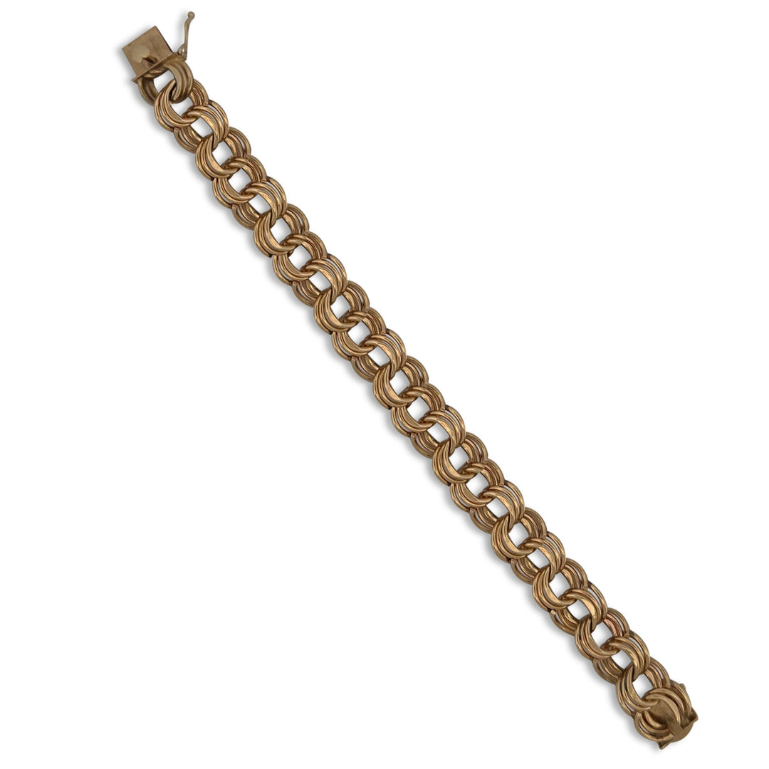 Triple Link Charm Bracelet in 14k Yellow Gold